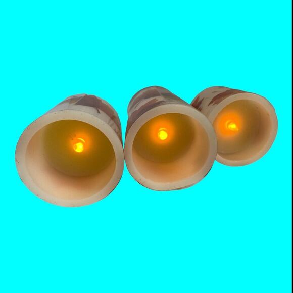 Flameless LED Candles Set Of 3 Maple Leaf Decor Tested 3 AAA Batteries - Picture 7 of 12